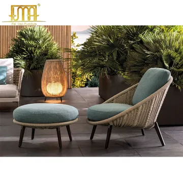 Modern Patio Chair with Cushion - Garden Aluminum Frame Wicker Rattan