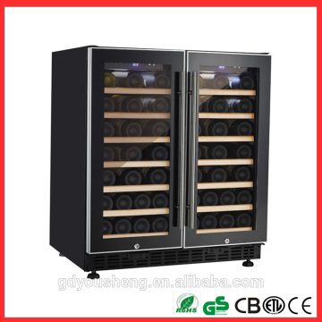 double door 66 bottles wine fridge side by side chiller compressor wine cooler