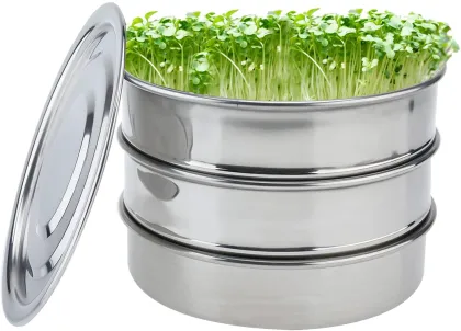 8.3 Inch Kitchen Stainless Steel Sprouting Tray for Organic Broccoli Bean Sprouts