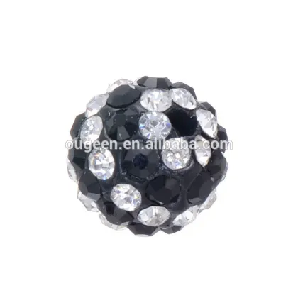 Handmade Kashmiri Fimo clay Round Bead With Rhinestone