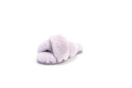 Women`s Sherpa Cross-Strap Slippers