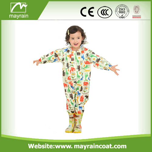 Barnens PVC-belagda Nylon Rainsuit Full Print