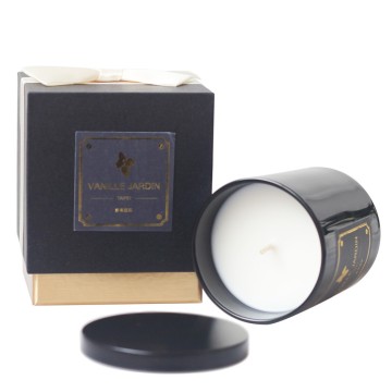 black glass jar scented candles with our own brand(label)