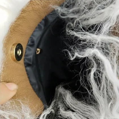 Genuine Tibet  Fur Shoulder bag Real Mongolian Fur Handbag