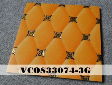 yellow with gold leather design living room wall finish tile
