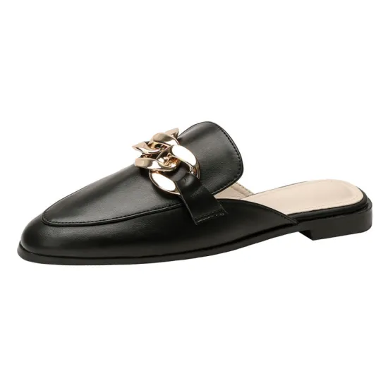 2021 slip-on with metal chain design lady sandals