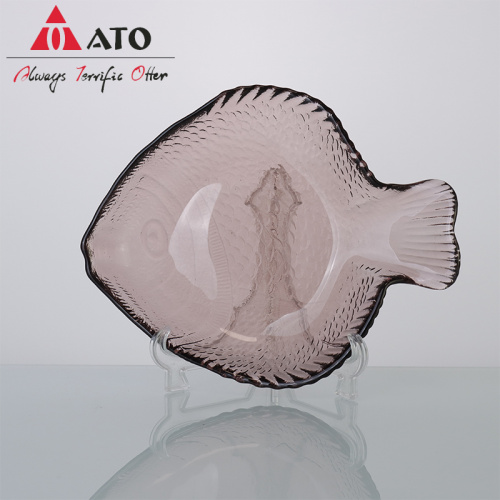 Placas de vajilla hechas a mano placas de bocadillo en forma de pescado de vidrio
