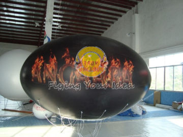 Waterproof And Fireproof Black 0.18mm Pvc Oval Balloon With Total Digital Printing