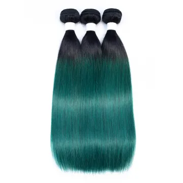 High quality 10A Mink Brazilian Virgin Hair Bundles Ombre Colors Human hair weave bundles  1B Green