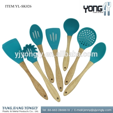 Silicone kitchen utensils with wooden handle