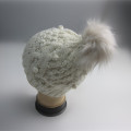 Fashion Popcorn Off White Pompom Hat