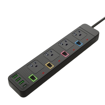 US Standard Factory Power Strip with 4 Outlets, 3 USB, and Type-C Charging Port