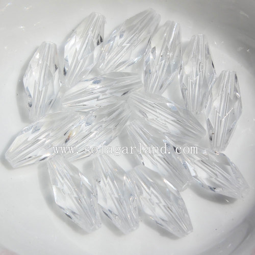 Chunky Transparent Acrylique Cristal Ovale À Facettes Perles Bicone comme Bijoux Spacer Charme