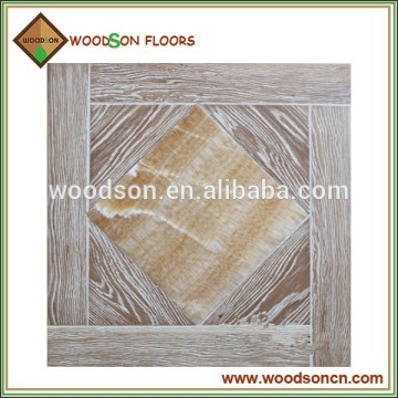 Luxury White Brushed Oak Parquet With Marble Flooring Tiles