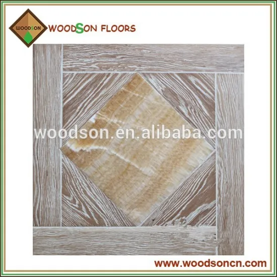 Luxury White Brushed Oak Parquet With Marble Flooring Tiles