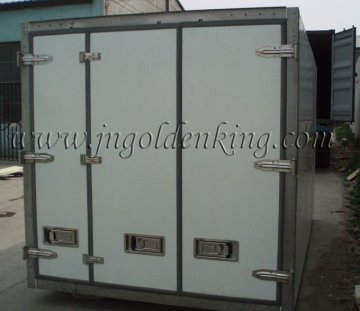 Triple recessed rear door for refrigerated truck body