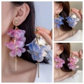 Holiday-Style Pink Gradient Fabric Flower Earrings