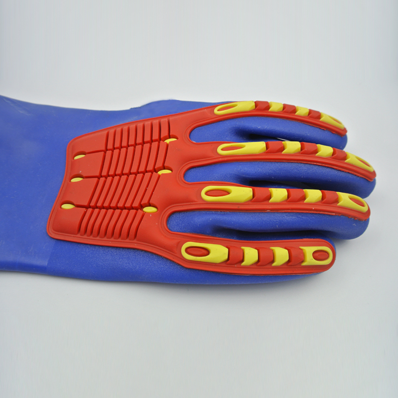 Blue PVC gloves with TPR