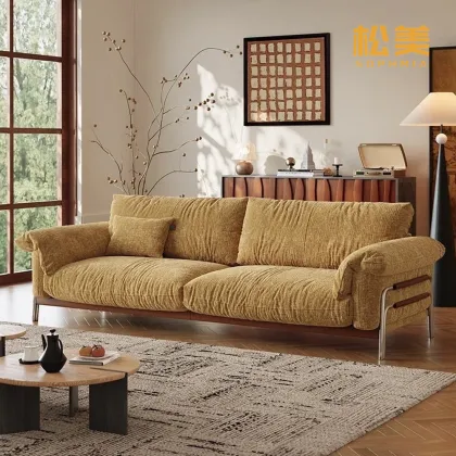 Mustard Yellow Boucle Modular Sofa