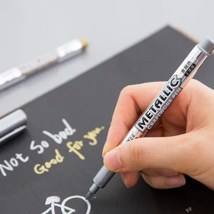 2 Pcs Paint Pen Metal Waterproof Permanent Paint Marker Pens Sharpie 1.5mm Up Paint Pen Student Supplies Marker Pen Art painting