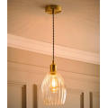 Ribbed Glass Pendant Ceiling Lamp led bulb