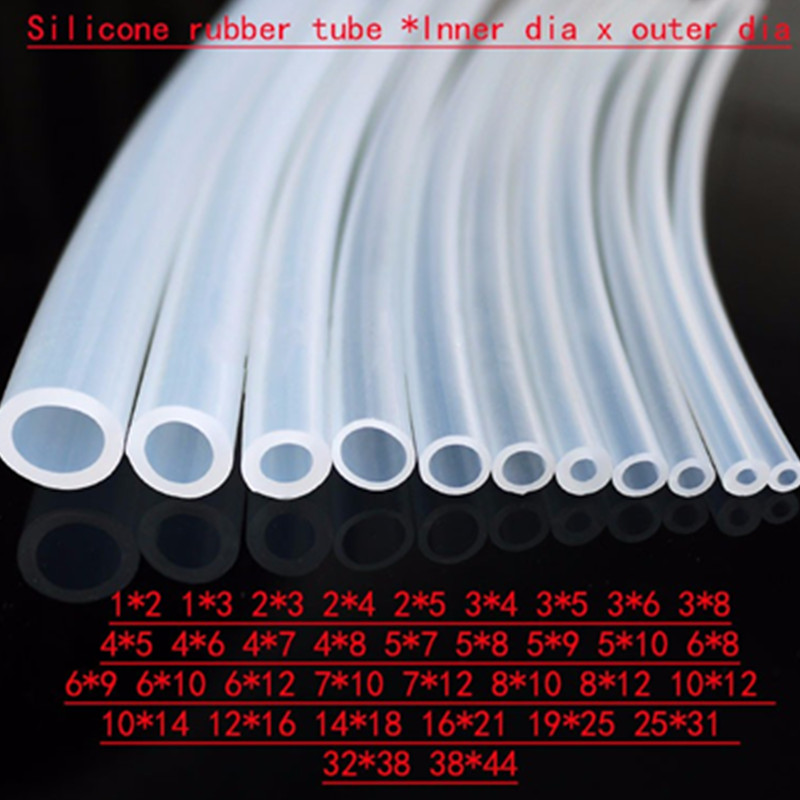 10M/1lot 2x4mm 3x5 3x6 4x6 4x7 4x8 5x7 5*8 6x8 6x9 6x10 8x10 8x12mm food grade tasteless clear Silicone Tube Hose Pipe