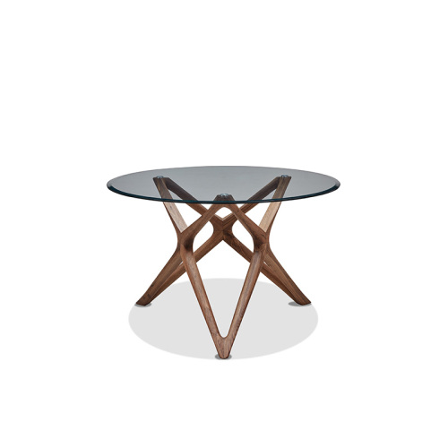 Unique Design Simplistic Dining Room Design High End Tempered Glass Round Dining Tables Supplier