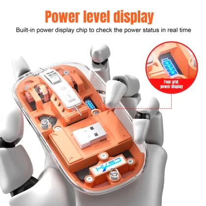 Wireless Transparent Tri Mode Mouse BT 2.4ghz Rechargeable Type C Silent Office Mouse for Laptop and Tablet