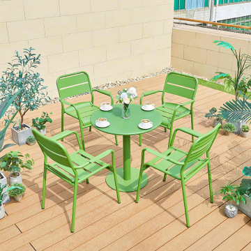 Wrought Iron Outdoor Garden Set with Waterproof and Sun Protection Table and Chairs