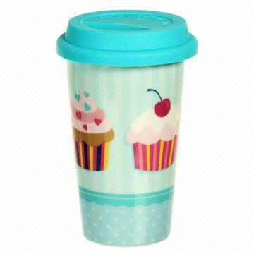 Ceramic Travel Mug with Double Walled Ceramic for Maximum Insulation and Protective Silicone Lid