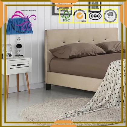 Contemporary and contracted double leather bed for bedroom