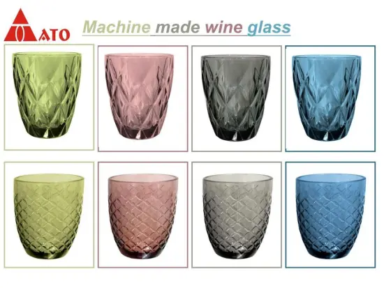 Machine made diamond pattern water glasses