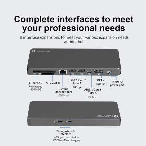 Thunderbolt 4 Docking Station Display8K Thunderbolt 4 Docking Station 120W power Manufactory