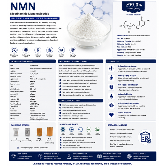 Ingrediente nutricional en polvo NMN