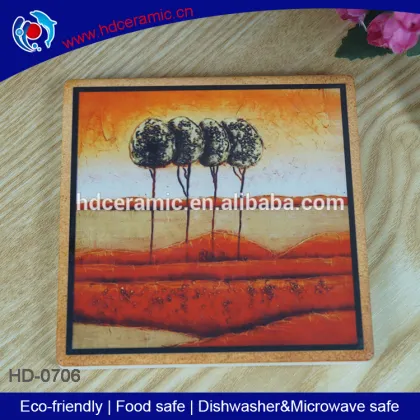 home furnishing ceramic cup mats with cork bottom,coasters printed beautiful picture