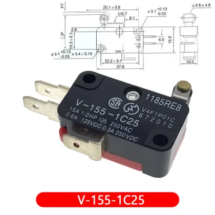Small Stroke Limit Micro Switch V-15 Series Silver Contact Searches