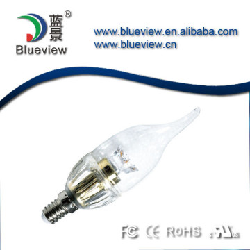 E14 3W LED Candle Light Transparent PC Cover Energy Saving Lamp