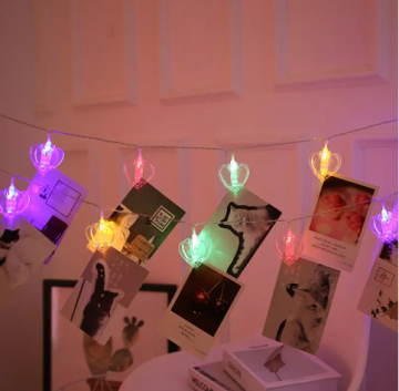 Luci da stringa a clip per foto di cuore a led per le decorazioni di San Valentino