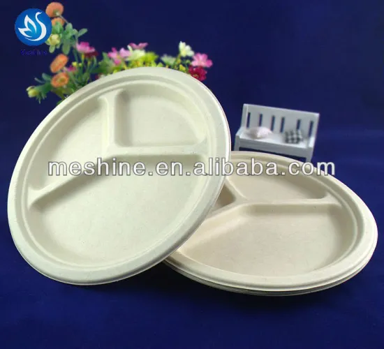 biodegradable wheat straw pulp plate with three compartment/three compartment plate