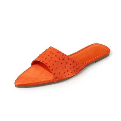 Pointed Toe Rhinestone Slippers