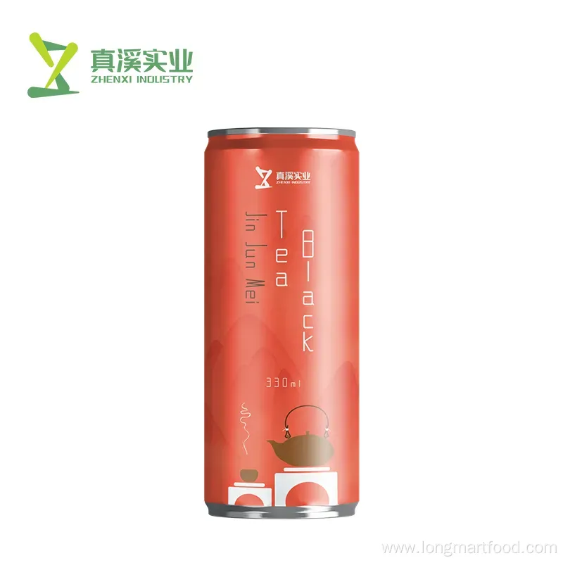 Low Fat 330ml Custom Aluminum Canned Jin Jun Mei Black Tea Drink