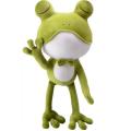 Stuffed frog with long legs and big eyes