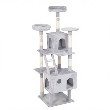 Rascador para gatos moderno y curvo, respetuoso con el medio ambiente, torre de madera para trepar en interiores, plataforma de descanso ergonómica, condominio de varios niveles