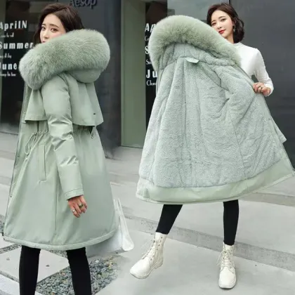 Luxury Fur Hood Women's Winter Jacket with Natural Goose Down