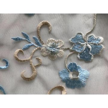 Floral Mesh Embroidery Scallop edge Fabric