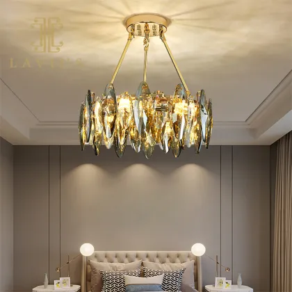 Hot Selling Villa Golden Crystal Chandelier Pendant
