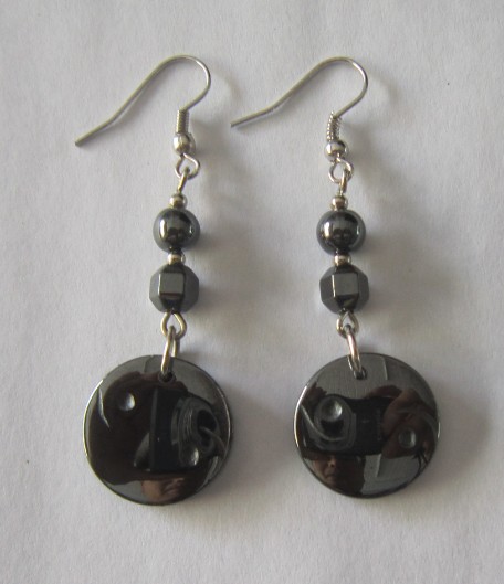 Hematite Taiji Earring