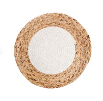 Handmade Vintage Cotton Rope Table Mat with Straw Edge for Wedding Decoration