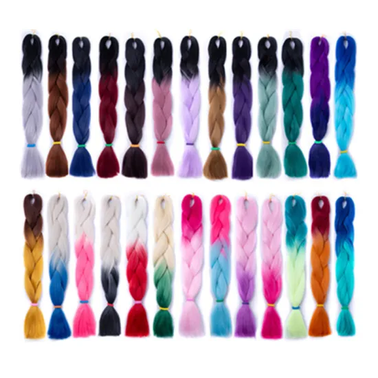Cheap 24Inch 100G Jumbo Crochet Braids Two Tone Ombre Synthetic Braiding Hair