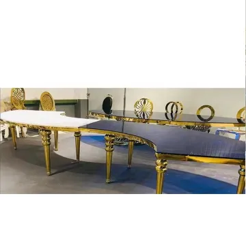 S-Shaped Stainless Steel Wedding Table with Glass